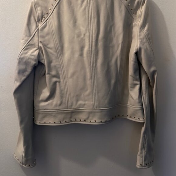 Anthropologie x Lamarque Gali Bone Leather Lined Studded Short Zip Jacket NEW L - Picture 15 of 16